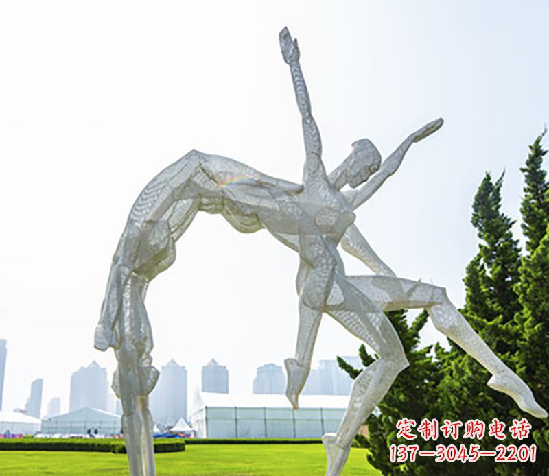 廊坊体操运动员不锈钢雕塑