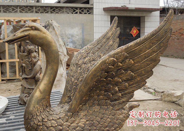廊坊天鹅黄铜动物铜雕