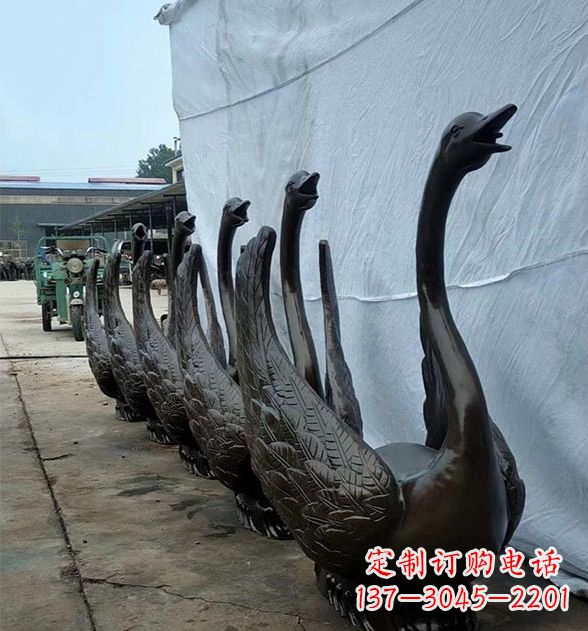 廊坊天鹅喷泉铜雕,园林喷泉水景流水组件