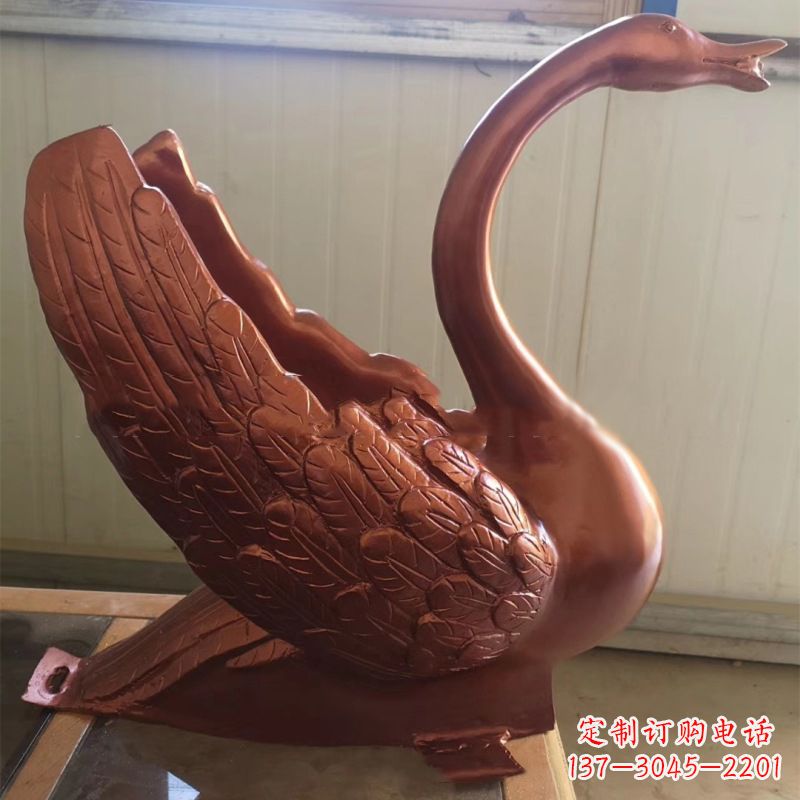 廊坊天鹅铜雕塑,喷泉吐水天鹅装饰摆件