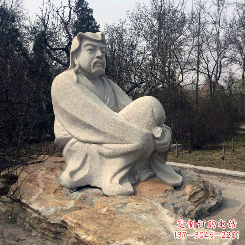 廊坊田园诗派鼻祖陶渊明公园园林石雕坐像