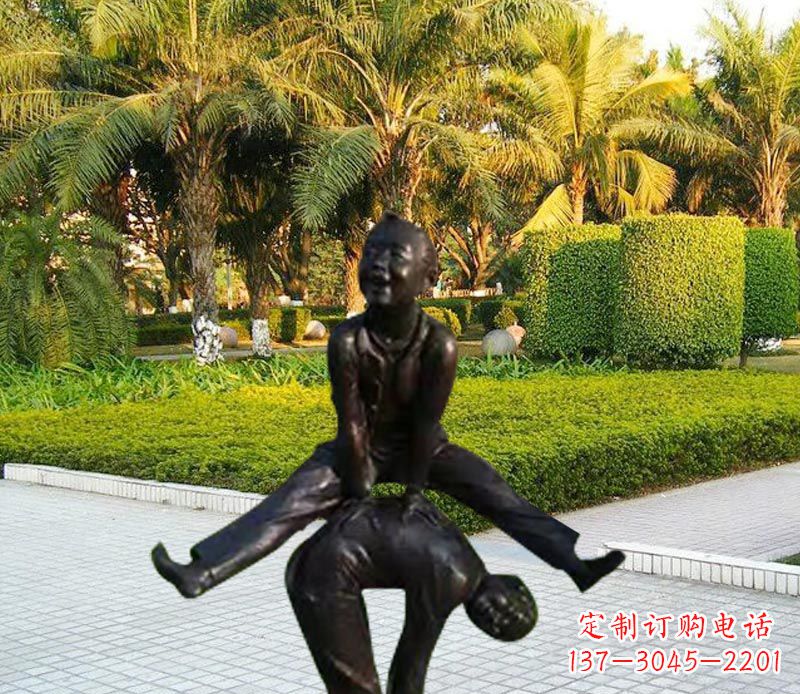 廊坊跳山羊的儿童铜雕