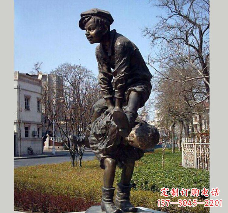 廊坊跳山羊人物铜雕