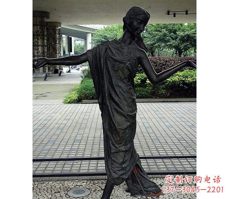 廊坊跳舞的女孩街边景观铜雕