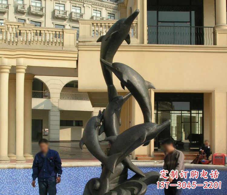 廊坊跳跃海豚景观铜雕