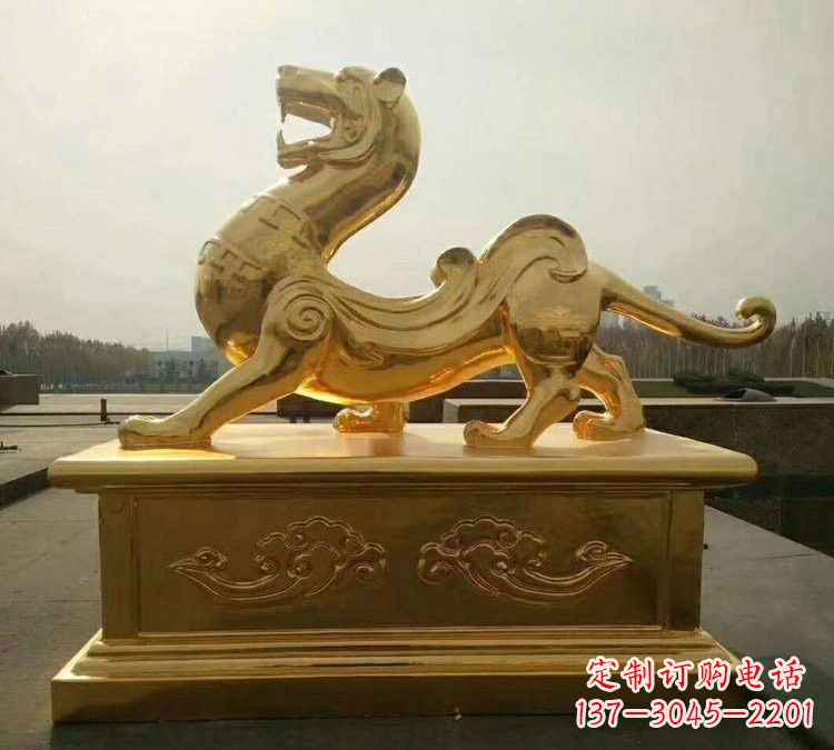 廊坊贴金古代神兽青龙雕塑