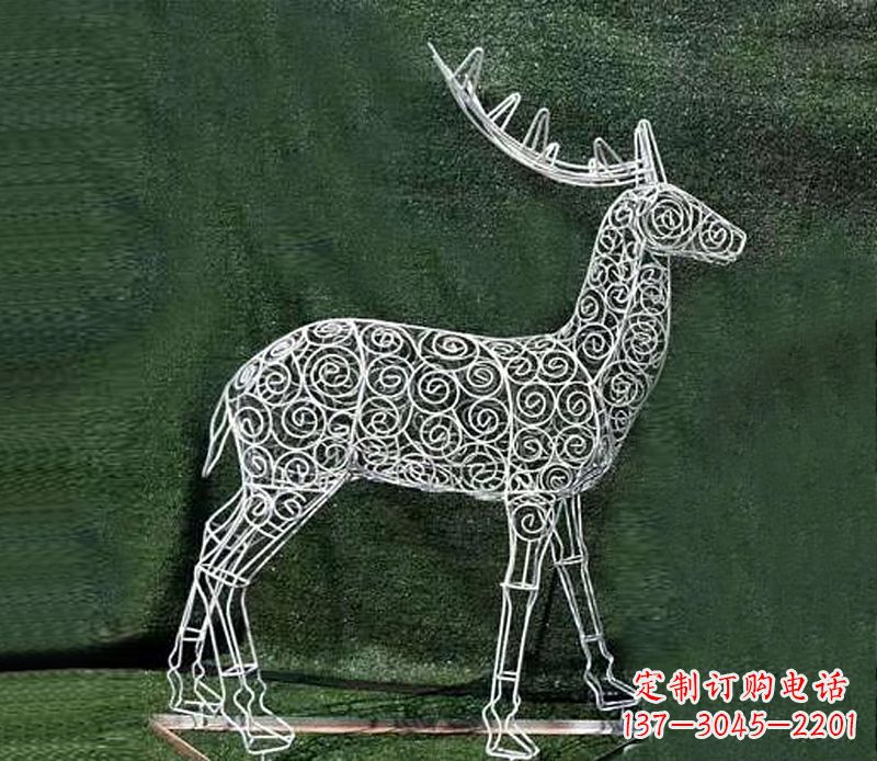 廊坊铁艺不锈钢镂空梅花鹿雕塑
