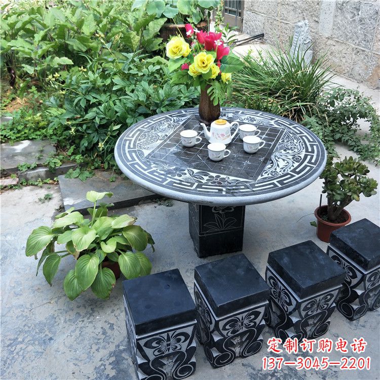 廊坊庭院天然石桌凳