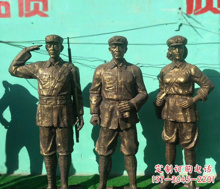廊坊铜雕八路军战士雕塑
