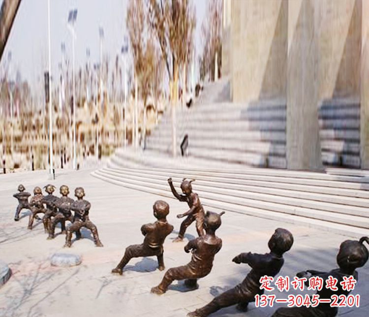 廊坊铜雕拔河儿童游戏雕塑