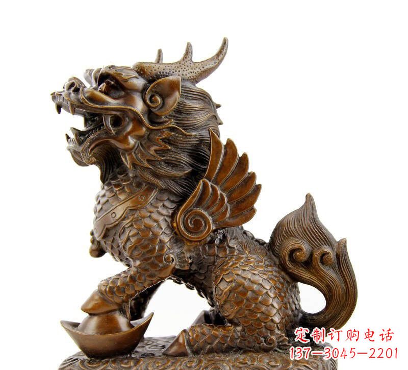 廊坊铜雕踩元宝麒麟