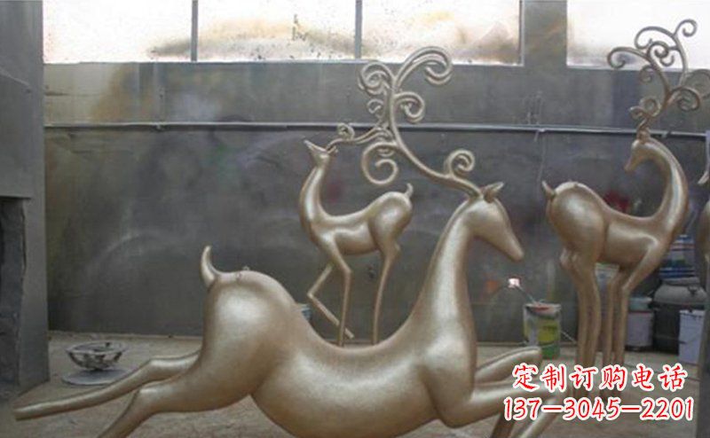 廊坊铜雕抽象树枝梅花鹿雕塑