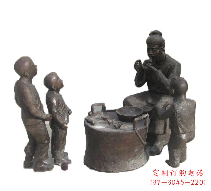 廊坊铜雕吹糖人的古代人物