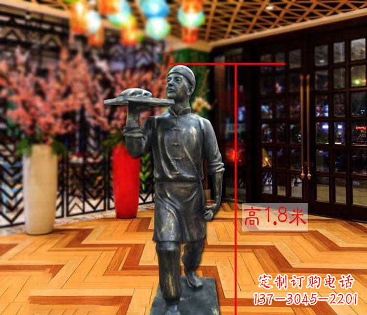 廊坊铜雕店小二人物雕塑 (2)
