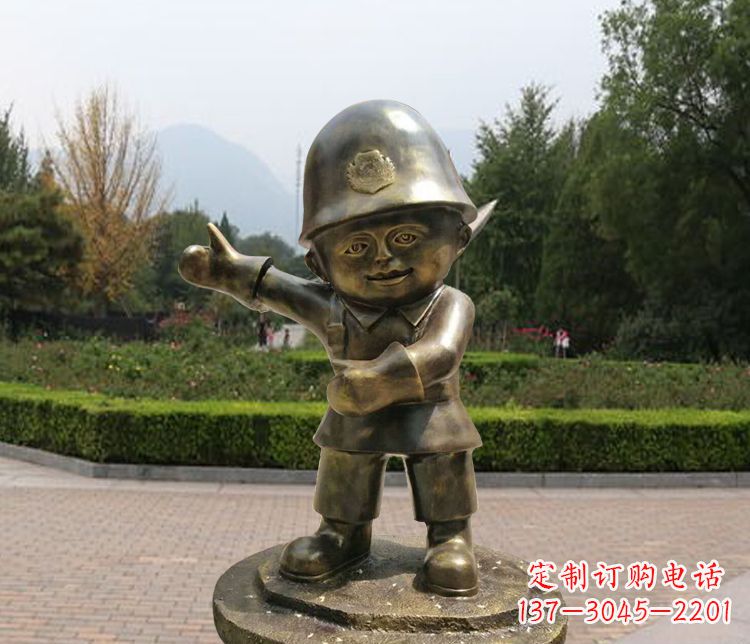 廊坊铜雕儿童交通警察