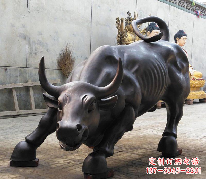 廊坊铜雕广场华尔街动物牛 (2)