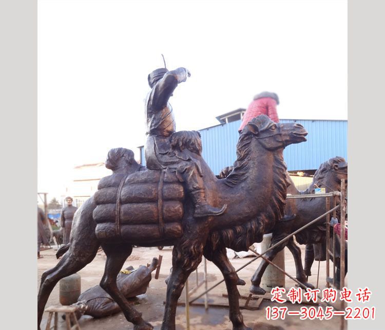 廊坊铜雕广场骑骆驼雕塑