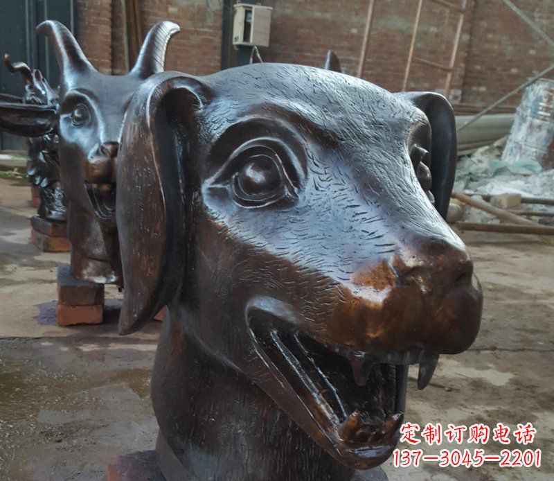 廊坊铜雕广场生肖动物头像装饰摆件