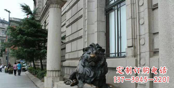 廊坊铜雕跪姿狮子