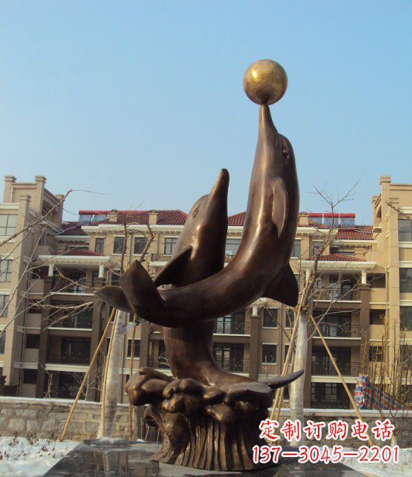 廊坊铜雕海豚雕塑 (2)