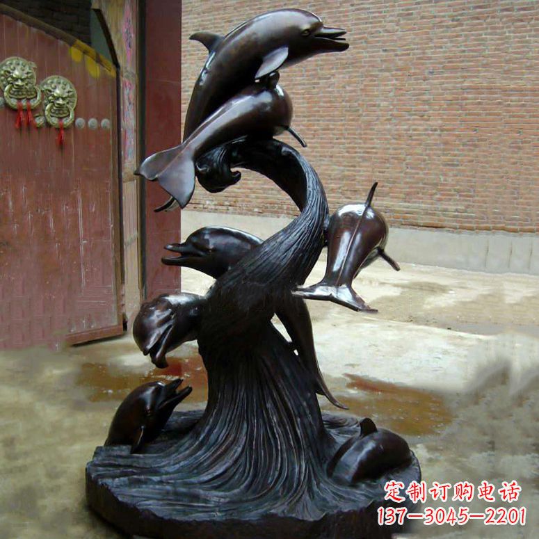 廊坊铜雕海豚景观雕塑