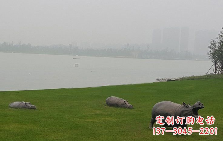 廊坊铜雕河马公园动物雕塑