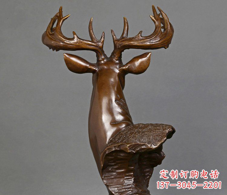 廊坊铜雕吉祥招财鹿头雕塑摆件