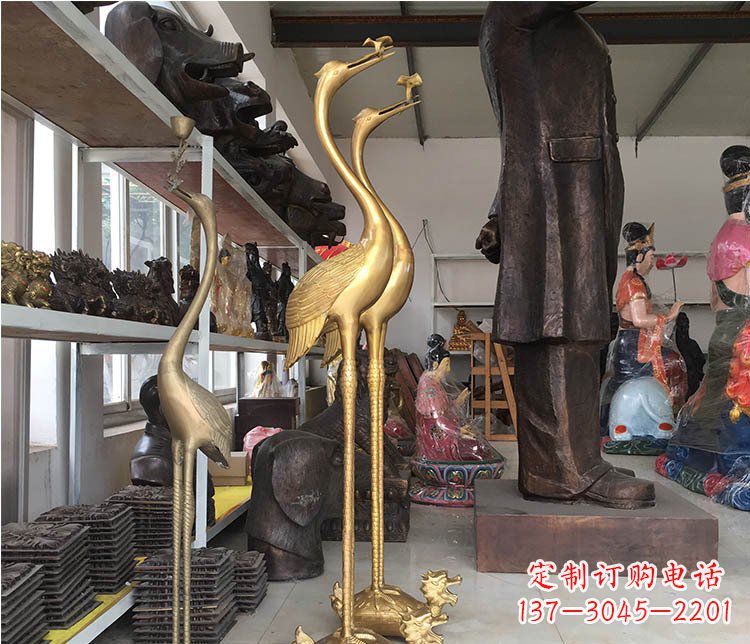 廊坊铜雕金属仙鹤动物雕塑