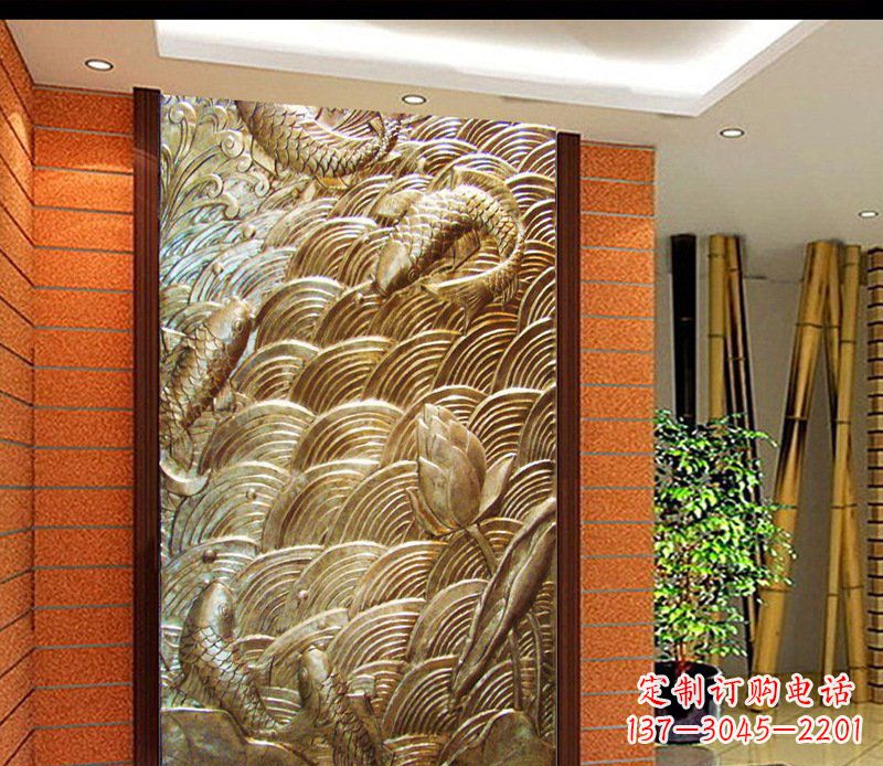 廊坊铜雕酒店锻造鲤鱼壁画景观摆件