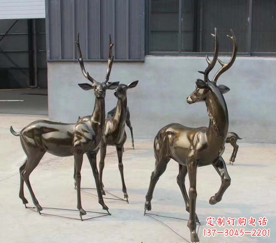 廊坊铜雕鹿群雕塑