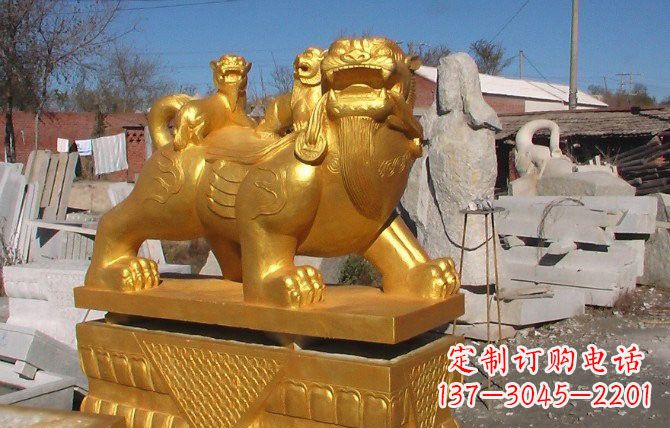 廊坊铜雕母子貔貅