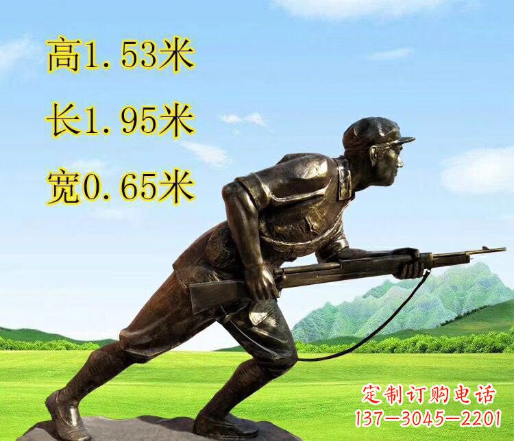 廊坊铜雕拿枪战士雕塑