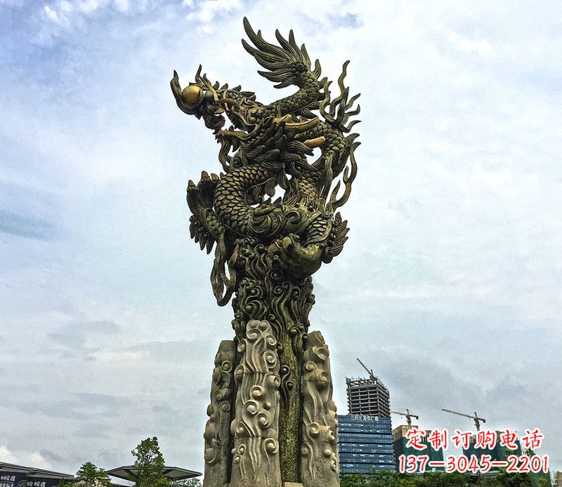 廊坊铜雕盘龙柱