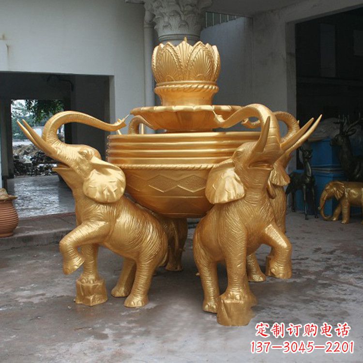 廊坊铜雕喷水大象雕塑