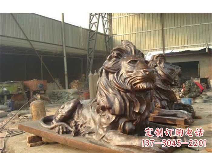 廊坊铜雕狮子公司门口雕塑
