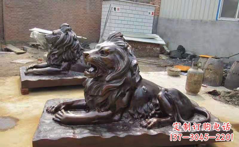 廊坊铜雕狮子户外摆件镇宅动物雕塑
