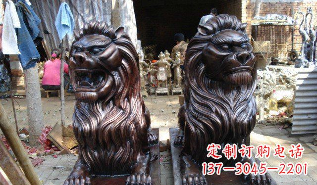 廊坊铜雕狮子公司门口雕塑 (2)