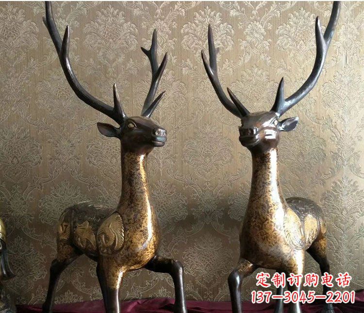 廊坊铜雕室内装饰动物鹿雕塑