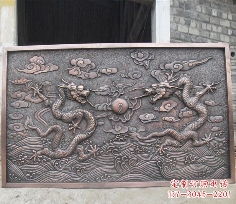 廊坊铜雕双龙壁画景观摆件