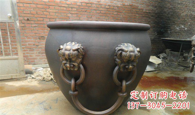 廊坊铜雕水缸寺庙景观雕塑_2