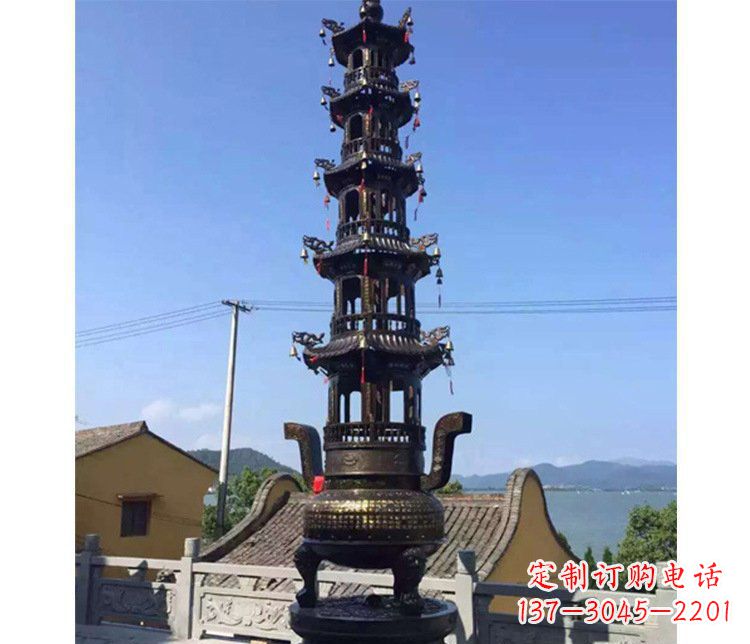 廊坊铜雕寺庙大型多层香炉