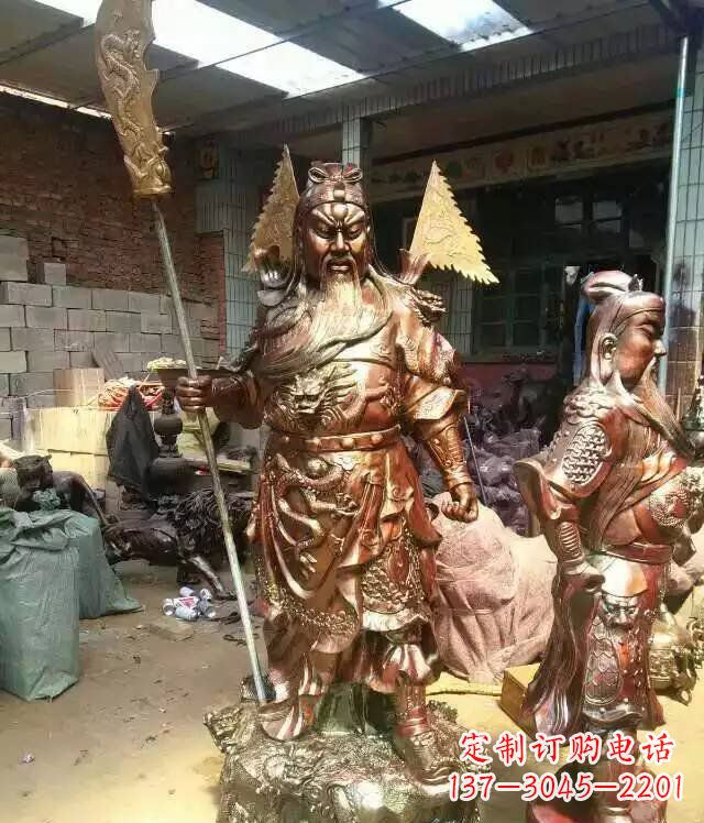 廊坊铜雕武财神持刀关公雕塑