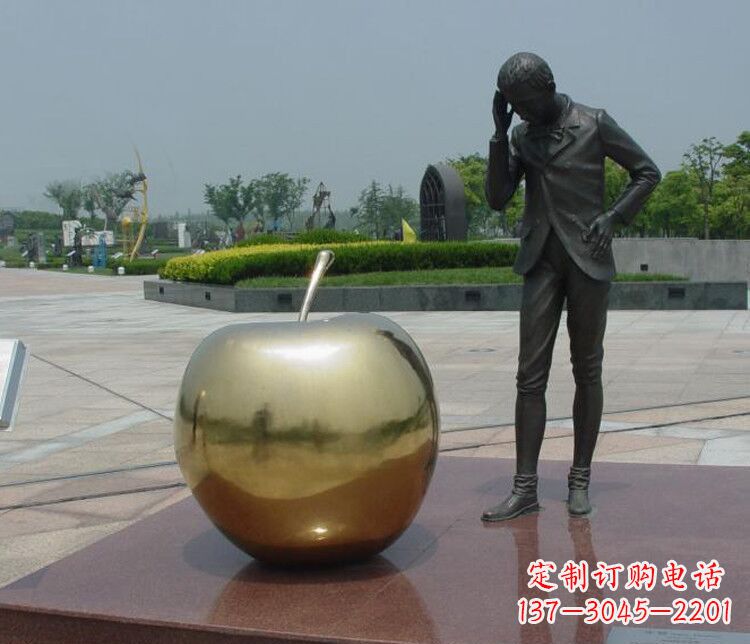 廊坊铜雕西方人物和苹果