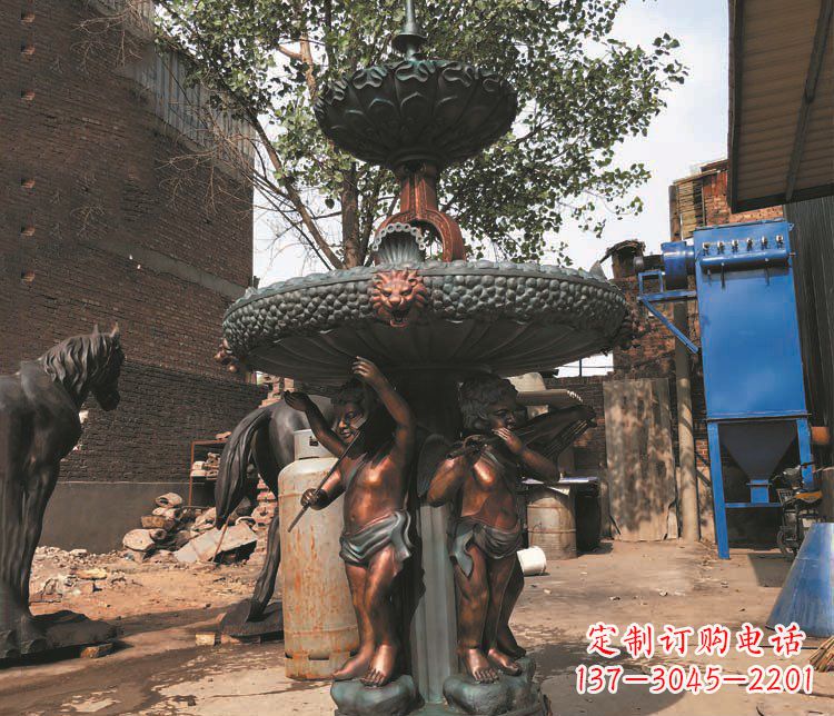 廊坊铜雕西方人物喷泉景观雕塑