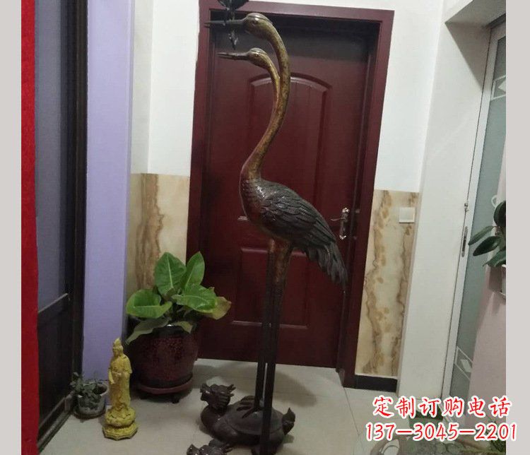 廊坊铜雕仙鹤踩龟雕塑摆件 (2)