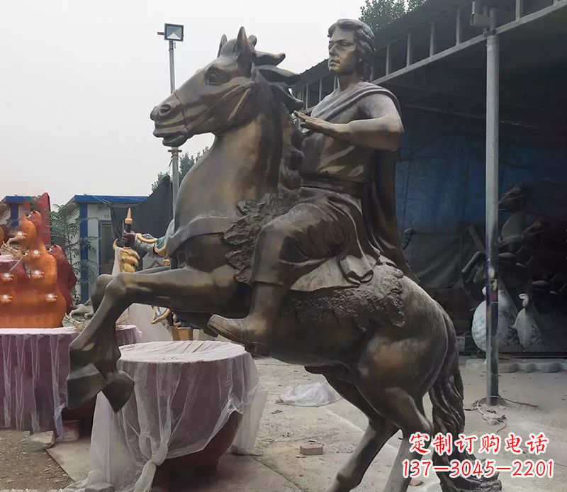 廊坊铜雕现代骑马人物公园景观