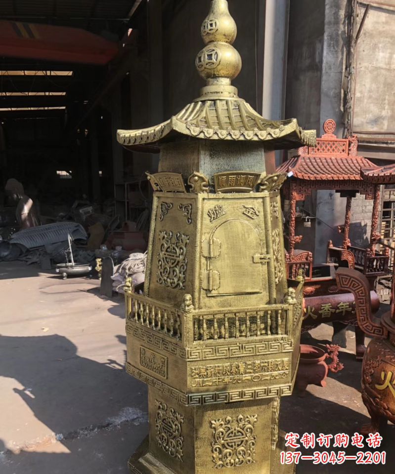 廊坊铜雕香炉塔寺庙摆件