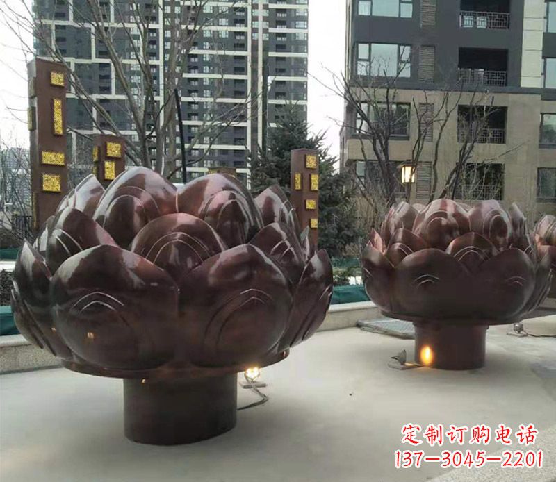 廊坊铜雕小区景观荷花