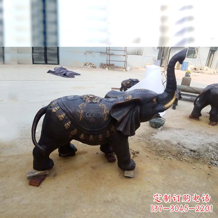 廊坊铜雕小象雕塑摆件