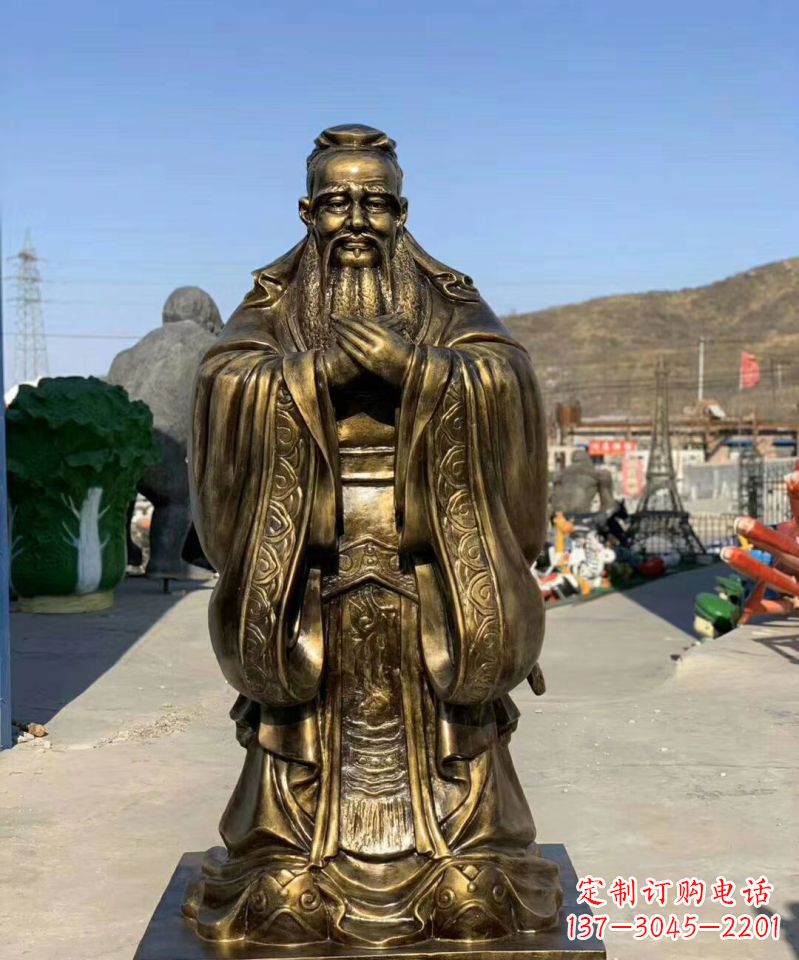 廊坊铜雕学校孔子人物雕塑